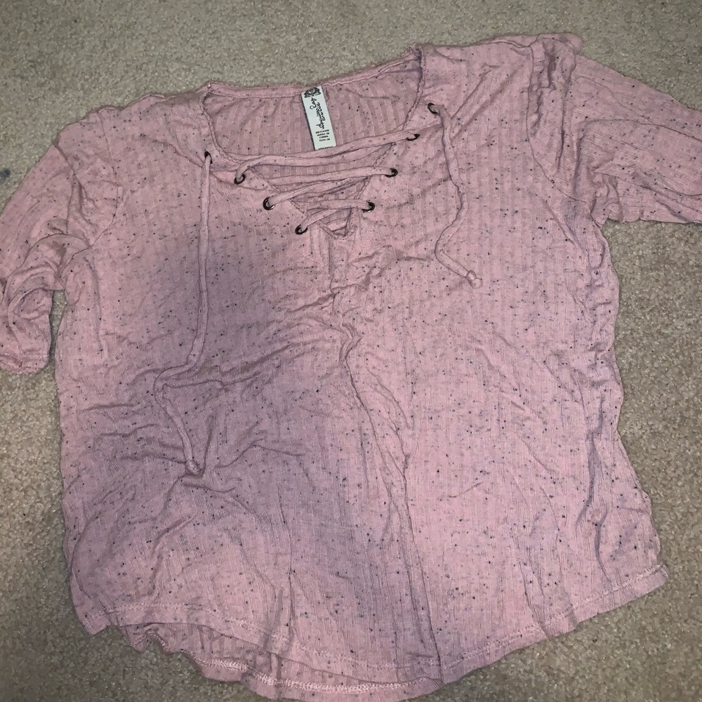 Pink cross tie shirt
